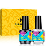 BURANO Natural Nail Gel Prep Dehydrator and Primer for Acrylic Nails and Gel Polish, Long Lasting Acid Free Acrylic Nail Primer No Burns Bonding Primer (0.5 oz 2 Bottles)