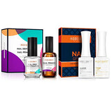 modelones 2 PCS 15ml Professional Natural Nail Prep Dehydrate & Bond Primer for Gel Nail Polish with 2 PCS 0.34 OZ No Wipe Gel Top and Base Coat Set