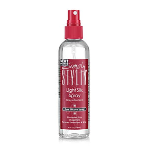 Simply Stylin' Light Silk Spray - Anti Frizz Hair Pure Silicone Heat Protectant Products for Women Detangler & Synthetic Wig 4 fl oz.