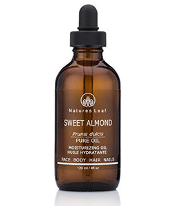 Natures Leaf Sweet Almond Oil, USDA Certified Organic, 100% Pure, Cold Pressed, Dry Itchy Skin, Fine Lines & Wrinkles, Crows Feet, Split Ends, Frizzy's, Scars, Stretch Marks, Skin Cleanser 4 fl oz