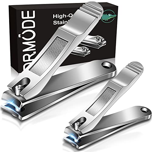 Nail Clippers Set for Fingernail Toenail - DRMODE Large & Small 2 Pack Professional Stainless Steel Toe Nail Clippers Nail Cutter, Sharp Travel Finger Nail Clippers Kit with Case Gifts for Men Women