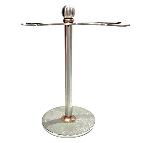 Luxury Razor and Brush Stand, The Admiral by VIKINGS BLADE, Ancient Viking Look with Heavy Distressed Stainless Steel & Brass, Extra Wide Openings, Fits Most Razors and Brushes