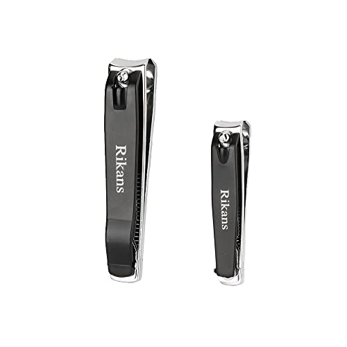 Rikans Nail Cutter Set – Pack of Two Nail Clippers – Large Toenail Cutter & Small Fingernail Cutter – Durable – Precise and Sharp – Ergonomic & Good Grip – 430 Stainless-Steel – Box Packaging
