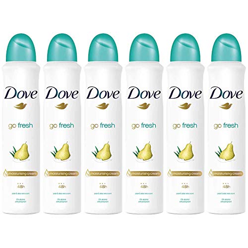 6 Pack Go Fresh Pear & Aloe Antiperspirant Deodorant Spray, 5.07 Ounce Each Compatible with Dove Go Fresh Pear & Aloe Antiperspirant Deodorant 150ml