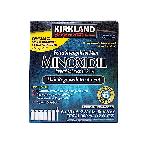 Kirkland Signature Minoxidil for Men 5% Extra Strength Hair Regrowth for Men (6 Months)
