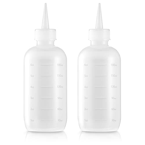Bar5F Applicator Bottles 6-Ounce Hair Color Styling Oil Treatment Translucent Measuring Scale, Pack of 2