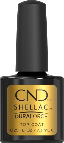 CND Shellac DURAFORCE Gel Nail Polish Top Coat, Last Step Mirror Shine Adhesive Longwear Layer for Thin Damaged Nails, 0.25 fl oz