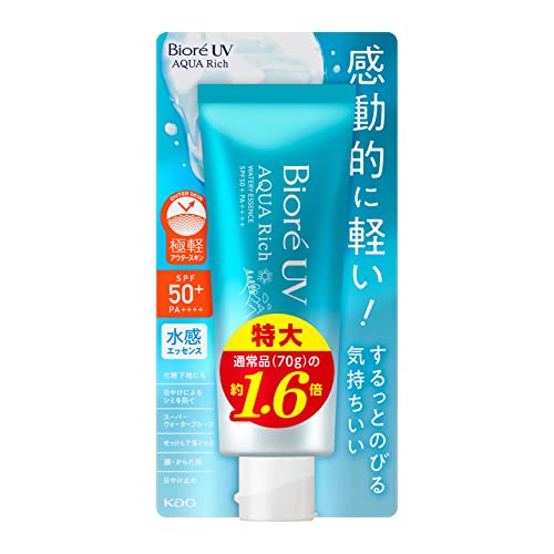 Bioré [Amazon Japan Limited] [Large Capacity] Biore UV Aqua Rich Watery Essence 110g (1.6 times the normal product) Sunscreen SPF50+/PA++++