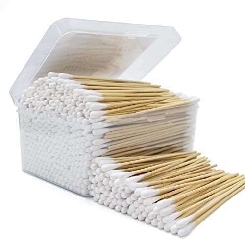 500Ct 6'' Lint Free Long Cotton Swabs - Pure Cotton Tips Gun Cleaning Swabs with Durable Stem, Also fit Makeup, Pet Care, Electronic, Household- Cace Package