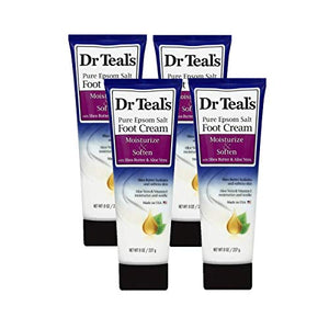 Dr. Teals Pure Epsom Salt Foot Cream Gift Set (4 Pack, 8oz Ea.) - Moisturize & Soften with Shea Butter & Aloe Vera Essential Oils - Eases Aches & Pains, Promotes Healthy Looking Skin