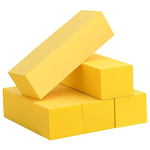 Maryton Nail Buffer Fine Grit Finishing Block, 240 Grit Professional Yellow Buffing Blocks for Natural Nails - Buff Nails Prior to Application of Gel Polish, Nail Lacquer, 5 Count