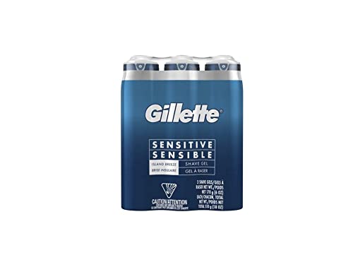 Gillette Sensitive Shave Gel 3 Pack Of 6 Oz Net Wt 18 Oz