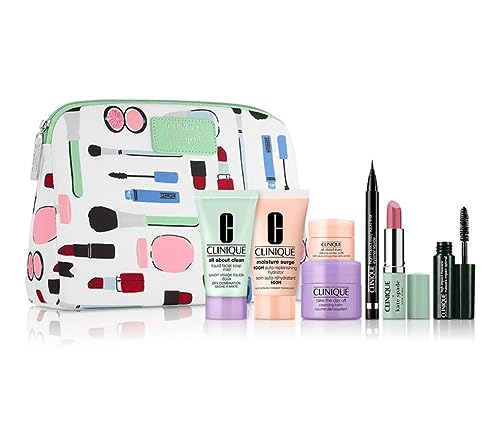 Clinique Skincare Makeup 8 Pcs Gift Set White Lipstick Bag Designed by Kate Spade NY