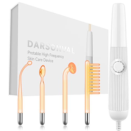 High Frequency Facial Wand DARSONVAL Portable Handheld High Frequency Facial Device Machine with 4 Different Tubes for Skin Care