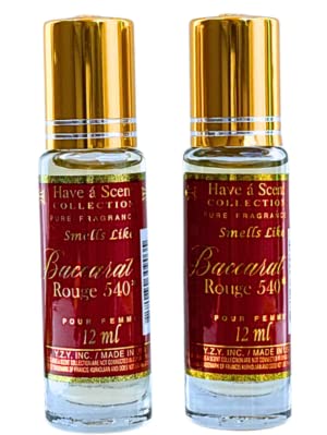 Baccarat Perfume Inspired by Maison Francis Baccarat 540 For Women Men Impression Fragrance Amber Rouge Exclusive Baccarat Unisex Body Oil Sample Size Bacara Parfum Mfk Bakarat Roll-On 0.4 Fl Oz/12ML
