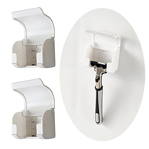 EIKS 2 Pack Razor Holders Shaver Hangers Wall Mount Self Adhesive for Bathroom Shower Tabletop