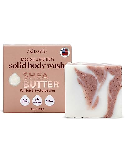 Kitsch Shea Butter Solid Body Wash Bar | Made in US | Hydrating & Moisturizing Body Wash Soap Bar | All Natural Body Wash Bar Soap for Women & Men | Zero Waste Body Soap | Paraben Free | 4 oz