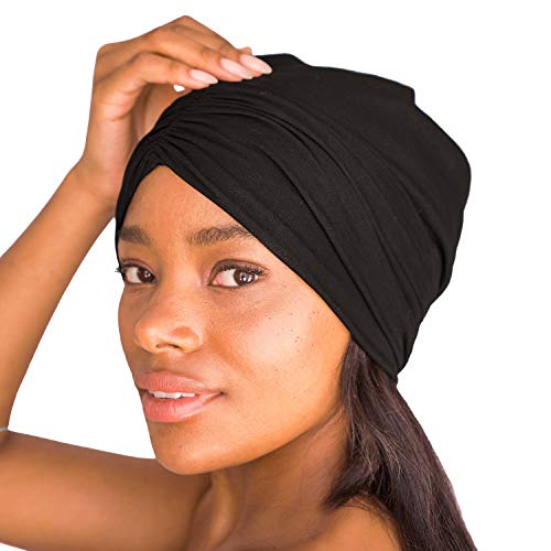 Kitsch Satin Hair Bonnet for Sleeping - Softer Than Silk Bonnet for Sleeping | Satin Hair Wrap for Sleeping | Satin Sleep Cap & Satin Bonnet Hair Cap | Sleeping Bonnets for Women (Black)