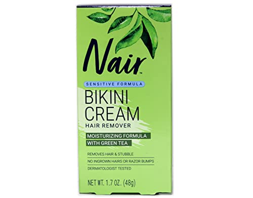 Nair Hair Remover Bikini Cream With Green Tea Sensitive Formula 1.70 oz (Pack of 7)