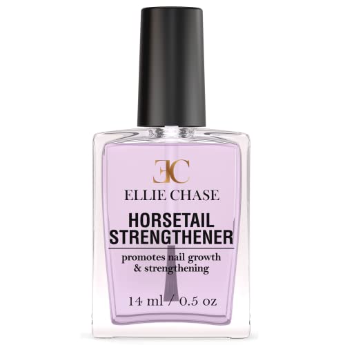 Ellie Chase Horsetail Nail Strengthener, Growth, Hardener, Repair Treatment Polish 0.5 OZ / Help Splits, Breaks, Thin, Weak, Chipped, Damaged, Cracked, Peeling Nails / Grow Strong Hard Thicker Nails
