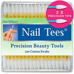 Fran Wilson NAIL TEES COTTON TIPS 120 Count - The Ultimate Nail Tool, Multi-Purpose Double-sided Swabs with Pointed Ends for Precise Touch-ups and the Perfect At-Home Manicure & Pedicure