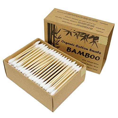 Two Tips I Bamboo Cotton Swabs I 200ct Biodegradable I Organic I Natural Cotton I Plastic Free I Ecological Choise to Reduce Your Carbon Footprint