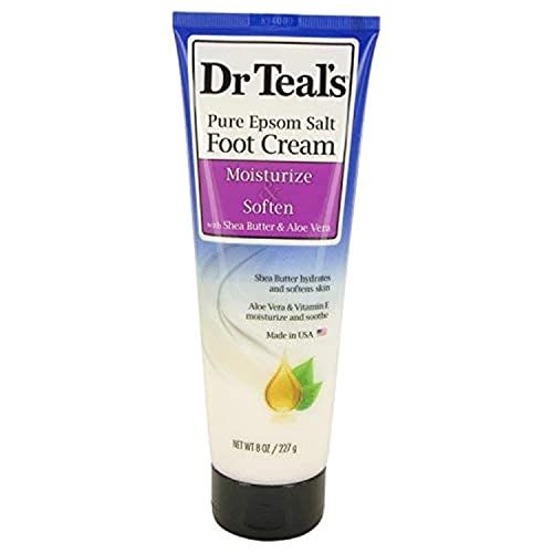 Dr Teal's Pure Epsom Salt Foot Cream with Shea Butter & Aloe Vera & Vitamin E 8 oz for Women
