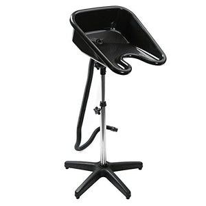 Saloniture Portable Salon Basin Shampoo Sink with Drain - Black - Adjustable Height