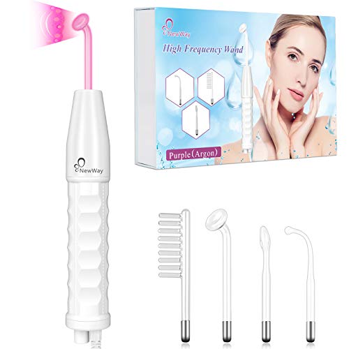 NewWay High Frequency Therapy Wand Machine with 4 Argon for Skin Reducing Tightning/Hair Follicle/Facial Beauty Machine