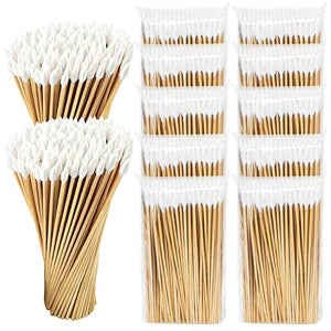 1000 Count 6'' Long Pointed Cotton Swabs Durable Stem, Lint- Free Gun Cleaning Swabs Pure Cotton Tips for Gun Maintenance, Makeup, Pet Care, Equipment (Detailed Work)