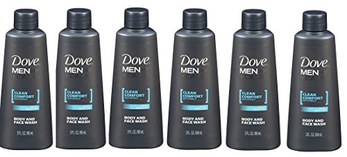 Dove Men + Care Clean Comfort Micro Moisture Mild Formula Body and Face Wash 3 Oz (Pack of 6)