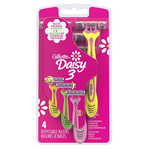 Gillette Daisy 3 Women's Disposable Razors,4 Count (Pack of 1)