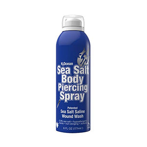 H2Ocean Sea Salt Body Piercing Spray - Saline Piercing Spray for Piercings & Body Modifications - Drug-, Preservative- & GMO-Free Vegan Piercing Aftercare - 6 oz