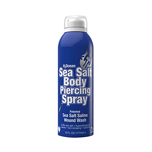 H2Ocean Sea Salt Body Piercing Spray - Saline Piercing Spray for Piercings & Body Modifications - Drug-, Preservative- & GMO-Free Vegan Piercing Aftercare - 6 oz