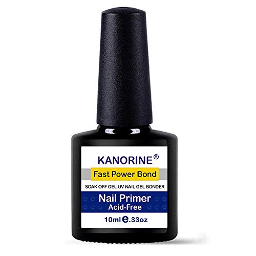 Kanorine® non-acid Gel Power Bond Natural Nail Primer/Acrylic Nails Primer, for all uv/led gel nail polish Bonder Nail Tech Essential Primer no-need-cure0.33oz/ 10mlx1