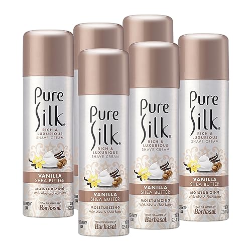 Pure Silk Vanilla Shea Butter Spa Therapy Shave Cream for Women, 7.25 oz, Pack of 6