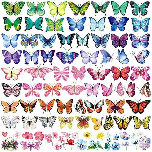 Butterfly Tattoos Temporary for Kids / Women, 100 Pcs Colorful & Waterproof Butterfly Temporary Stickers for Party Favors / Gifts / Decoration