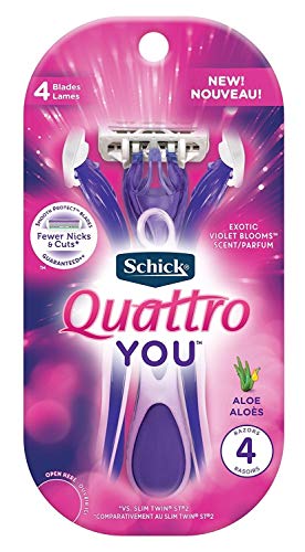 Schick Womens Quattro Razor Exotic Violet Blooms 4 Count (2 Pack)