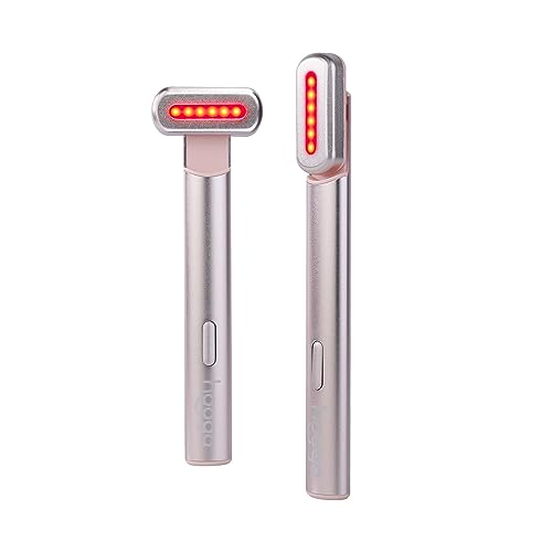 Hooga Facial Wand, Red Light Therapy Wand for Face and Neck with Microcurrent, Heat, and Massage for Anti-Aging, Wrinkles, Beauty, Skin Care. USB Rechargeable.