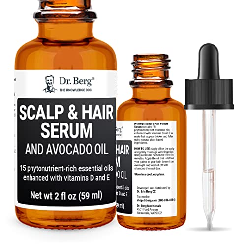 Dr Berg's (All In One) Hair Growth Serum w/ Jojoba Oil & Castor Oil For Fuller Thicker Hair | Contains 13 Plant-Based All Natural Hair Growth Oils | Added Vitamin E & D for Enhancement | 2 fl oz