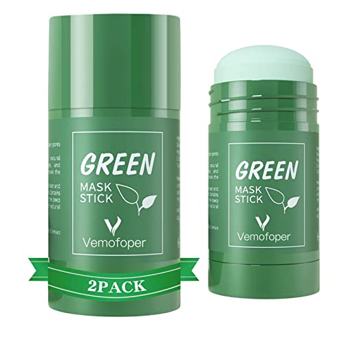 Green Tea Mask Stick Poreless Deep Cleanse Mask Stick Blackhead Remover Mask for Face with Green Tea Extract Deep Pore Cleansing Moisturizing Oil Control for All Skin Types Men and Women(2PCS)