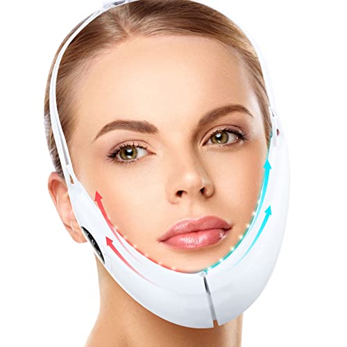 V Face Machine, V Line Face Lifting Face Strap Microcurrent Red Blue Vibration V Face Belt Machine for Reducing Double Chin,V Face Shaping Massager Face Lift Device Beauty Belt