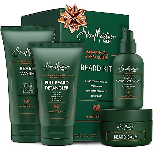 Shea Moisture Beard Kit For Men | Beard Wash | Beard Balm | Beard Oil | Beard Conditioner | Beard Grooming Kit | Gifts For Men | Gifts for Husband | All Natural Ingredients | Shea Butter