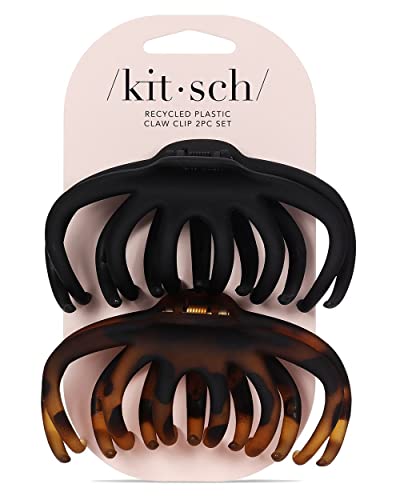 Kitsch Large Hair Clips for Women - Jumbo Octopus Hair Claw Clips for Thick Hair | Big Hair Clip & Claw Clip for Teen Girls | Hair Styling Accessories for Women (2pc, Tort&Black)