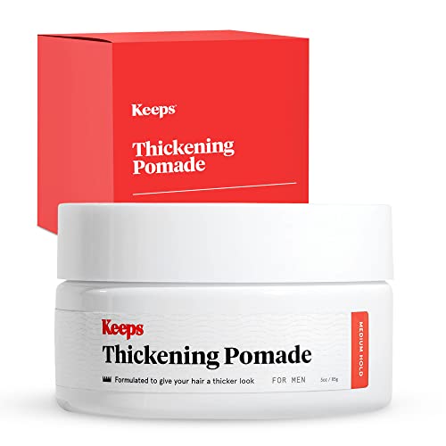 Keeps Matte Thickening Hair Pomade for Men, Medium Hold - Natural Ingredients for Thicker Fuller Looking Hair - Biotin, Caffeine, Green Tea & Saw Palmetto - All Day Hold For All Hair Styles