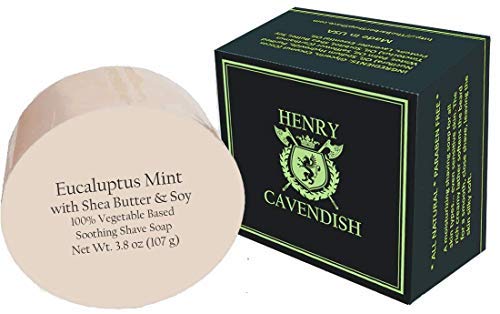 Henry Cavendish Eucalyptus Mint Shaving Soap with Shea Butter & Coconut Oil. Long Lasting 3.8 oz Puck Refill. Himalaya Fragrance. All Natural. Rich Lather, Smooth Shave. For Ladies and Gentlemen.