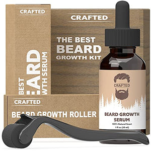 Beard Growth Kit - Hair Serum - Beard Growth Oil and Beard Roller - Stimulate Beard Hair Growth for men
