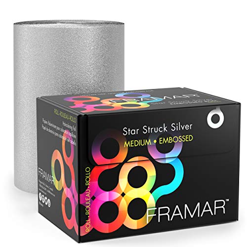 Framar Star Struck Silver Embossed Roll Aluminum Foil, Hair Foils For Highlighting - Medium 320 ft