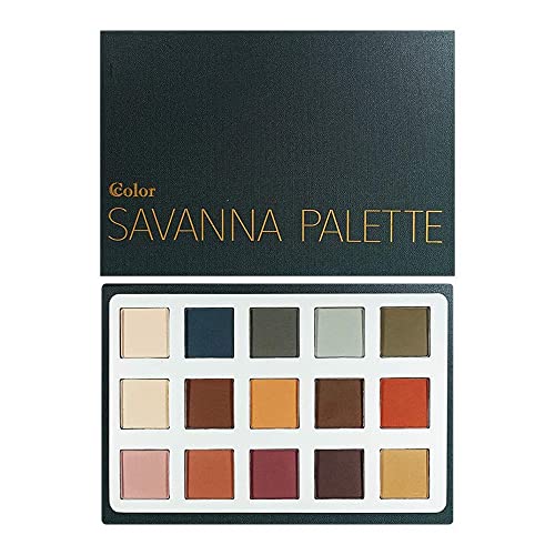 Ccolor Cosmetics - Savanna, 15-Color Eyeshadow Palette, Highly Pigmented, Long-Wearing, Easy-to-Blend, Warm Neutrals & Brown Mattes Eye Shadow, Professionally Formulated Eye Makeup