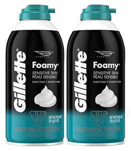 Gillette Foamy Shave Foam Sensitive 11 Ounce (325ml) (2 Pack)